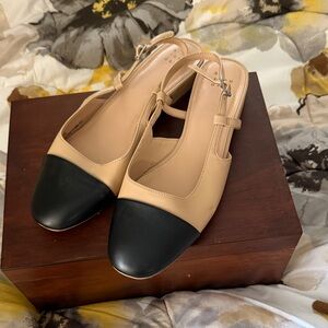 a new day Two-Tone Slingback Mules in Beige and Black